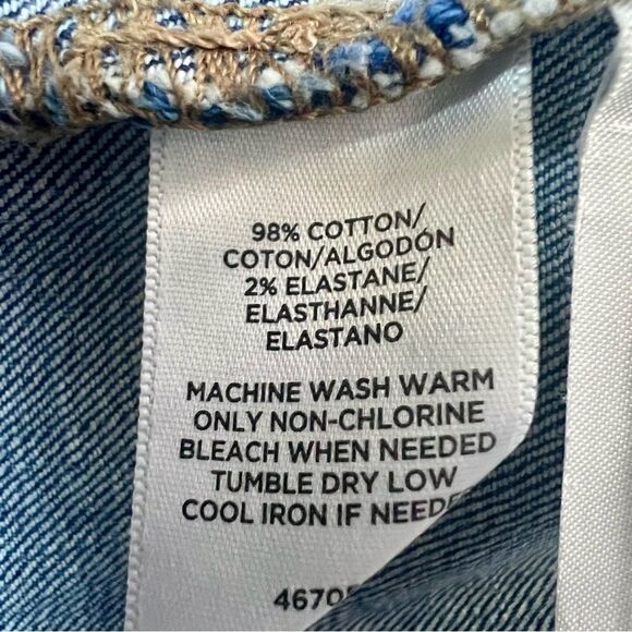 LOFT Cropped Denim Jean Jacket Raw Hem Blue Size Small - Picture 7 of 8